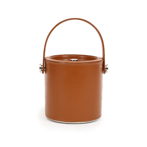Cornflake Leather Sheath Ice Bucket With Tong