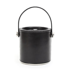 Black Leather Sheath Ice Bucket With Tong