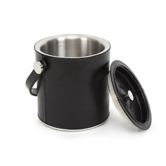 Black Leather Sheath Ice Bucket With Tong