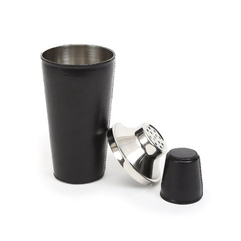 Black Cocktail Shaker With Leather Sheath