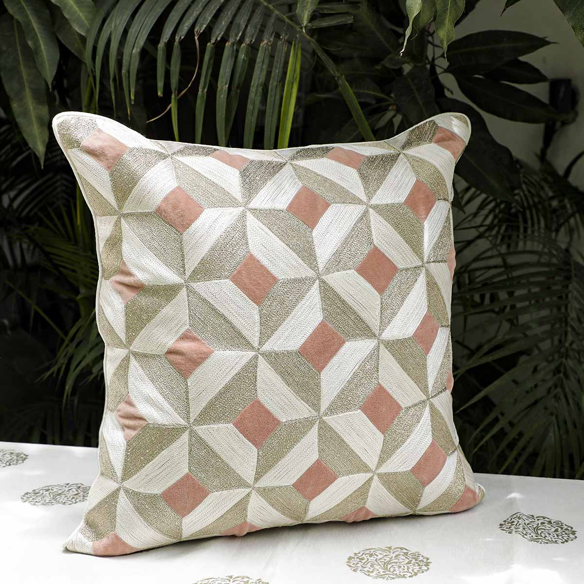 Harlequin Embroidery Cushion Cover 18 x 18 Inch