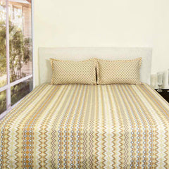 Kaia Brown Queen Size Bedsheet with 2 Pillow Covers