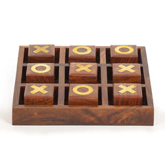 Wood Inlay Tic Tac Toe Game Set