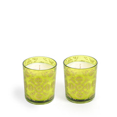 Nitya Glass Candle Green Set of 2