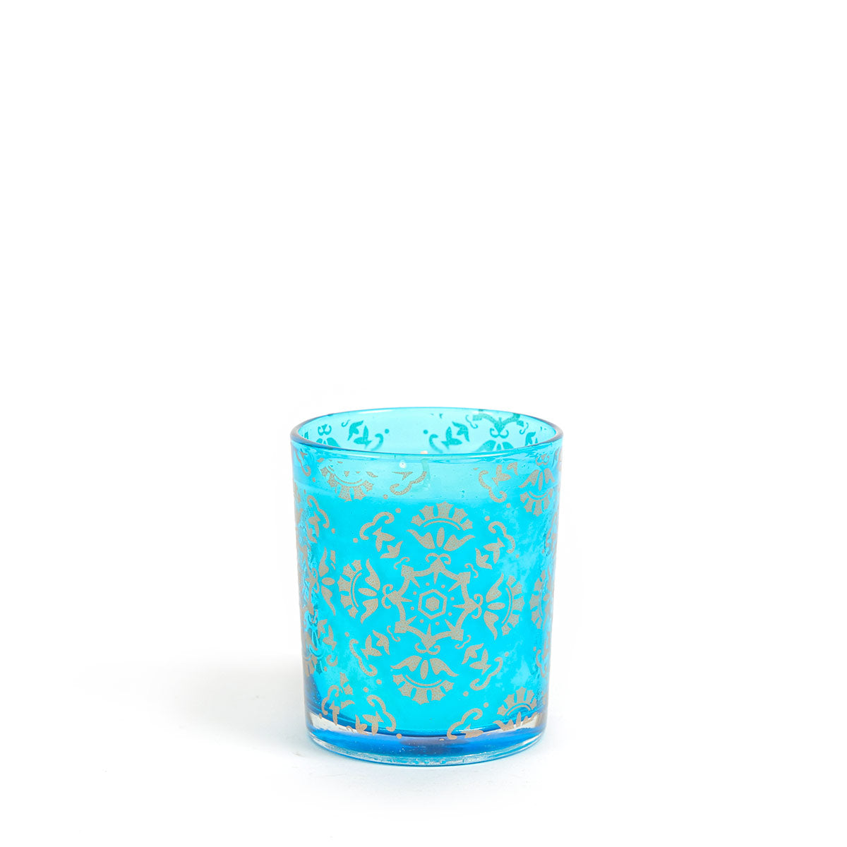 Nitya Glass Candle Turquoise Set Of 2