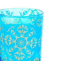 Nitya Glass Candle Turquoise Set Of 2