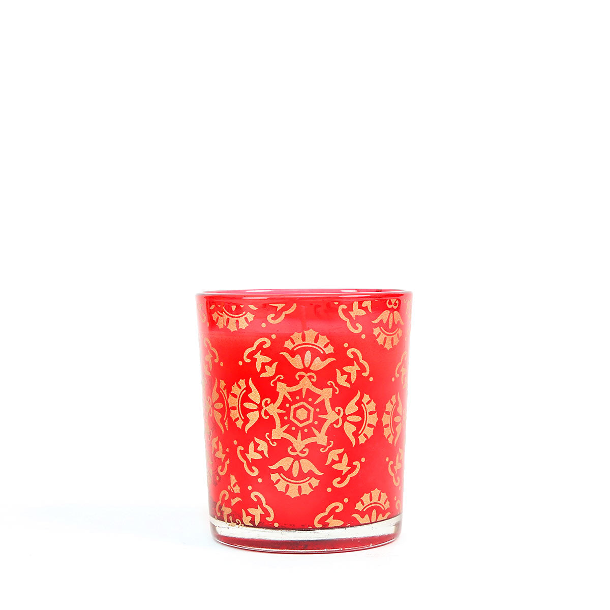 Nitya Glass Candle Red Set Of 2