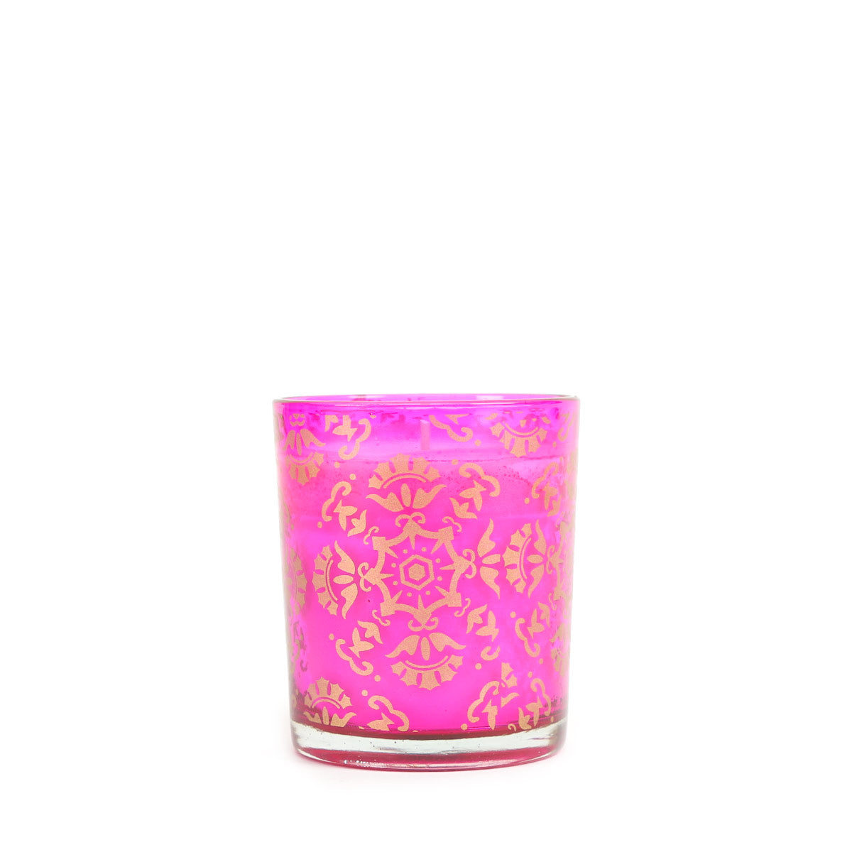 Nitya Glass Candle Fuchsia Set Of 2