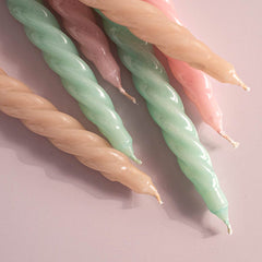Manulena Blossom Beige Twisted Taper Candles Set of 4