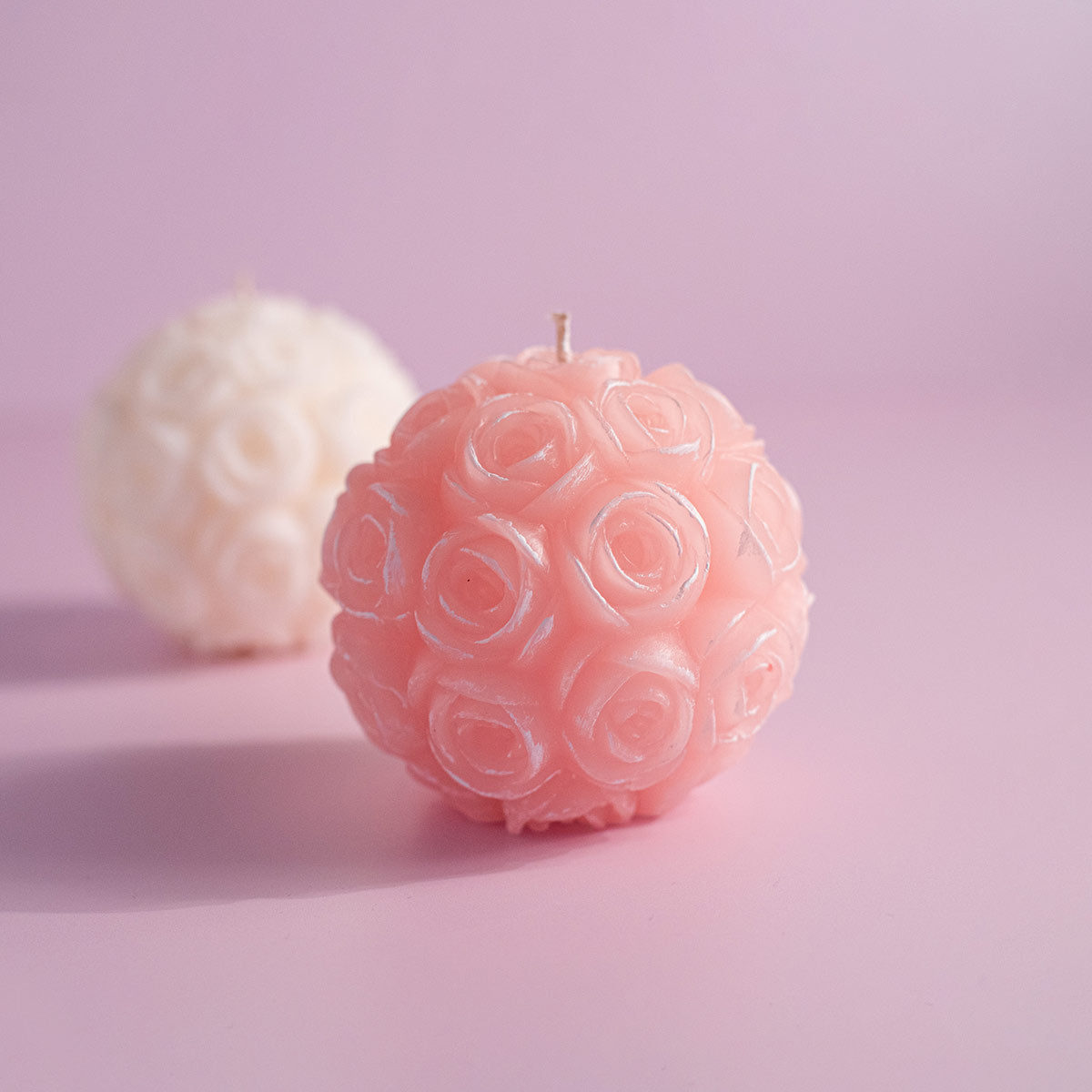 Manulena Pink Ball Of Roses Candle Small