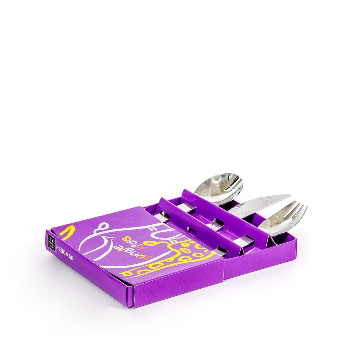 Herdmar Silver Metal Jungle Baby Cutlery - Set of 3 - Home4u