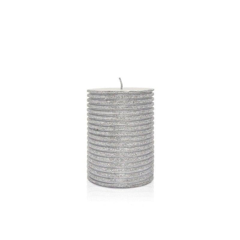 Glitter Silver Candle Small, Set of 2 - Home4u