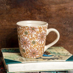 Aria Mug Ribbed (Golden Fern) White 400 Ml - Home4u
