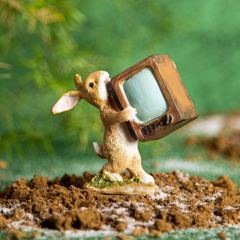 Lapin With Television Brown Mini Object - Home4u