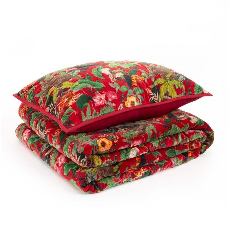 Crewel 18 In X 24 In Red Cushion Covers - Home4u