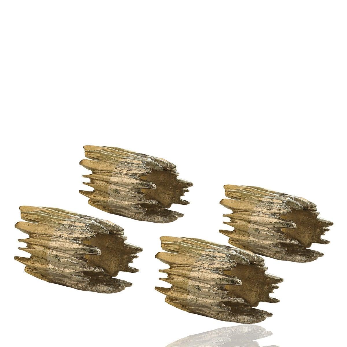 Serbet Napkin Ring Set Of 4 Golden Silver - Home4u